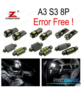 KIT 16 AMPOULES LED INTÉRIEUR AUDI A3 S3 8P 2006 -2013