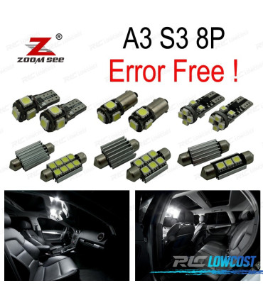 KIT 16 AMPOULES LED INTÉRIEUR AUDI A3 S3 8P 2006 -2013