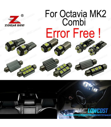 KIT 18 AMPOULES LED INTÉRIEUR POUR SKODA OCTAVIA 2 MK2 MKII 1Z5 COMBI BREAK 05-12