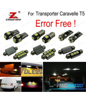 KIT 22 AMPOULES LED INTÉRIEUR POUR VOLKSWAGEN VW TRANSPORTER CARAVELLE MK5 T5 2003 -2015