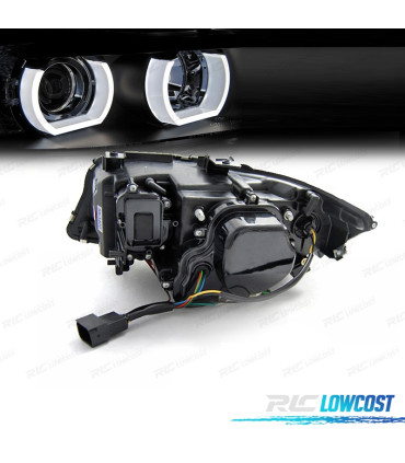 PHARES BMW E90 E91 05-08 ANGEL EYES LED 3D FOND NOIR