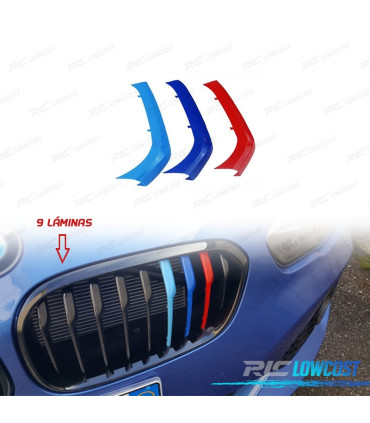 BANDES DE CALANDRE TRICOLOR POUR BMW M SÉRIE 1 F20 F21 LCI 15- 9 LAMES
