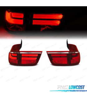 FEUX ARRIÈRE POUR BMW X5 E70 07-10 LED LIGHTBAR ROUGE CHROMÉ