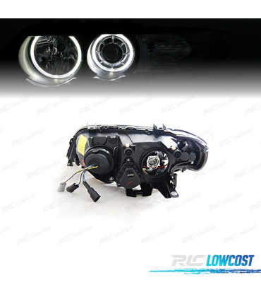 PHARES LED ANGEL EYES POUR BMW X5 E53 00-03 FOND NOIR