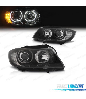 PHARES BMW E90 E91 05-12 ANGEL EYES LED CLIGNOTANT FOND NOIR