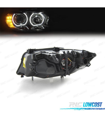 PHARES BMW E90 E91 05-12 ANGEL EYES LED CLIGNOTANT FOND NOIR