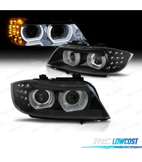PHARES XÉNON ANGEL EYES 3D BMW E90 E91 LCI 08-12 FOND NOIR