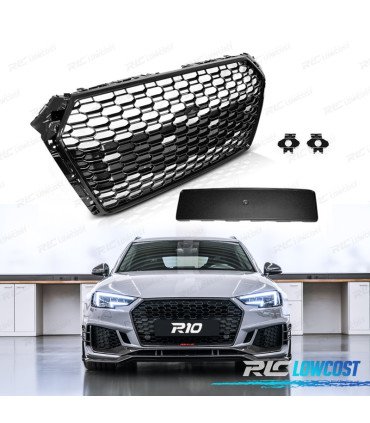 GRILLE AUDI A4 B9 15-19 PDC LOOK RS4 NOIR BRILLANT