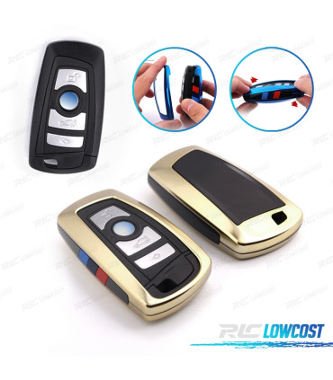COQUE BOITIER CLÉ BMW CARRÉ COULEUR OR