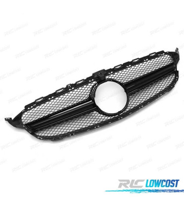 GRILLE MERCEDES W205 14-18 LOOK AMG C63 NOIR BRILLANT CAMÉRA