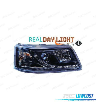 PHARES POUR VOLKSWAGEN VW T5 MULTIVAN CARAVELLE 03-09 DRL NOIR