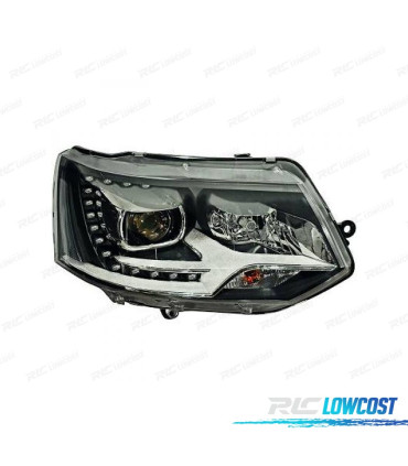 PHARES POUR VOLKSWAGEN VW T5 MULTIVAN CARAVELLE 09-15 NOIR CHROMÉ