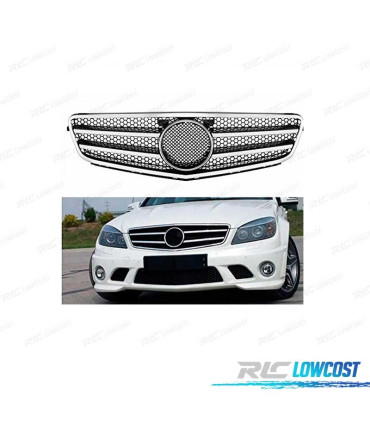 CALANDRE MERCEDES W204 07-11 LOOK AMG NOIR CHROMÉ
