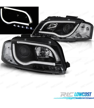 PHARES AUDI A3 8P FEUX DIURNES TUBE LIGHT FOND NOIR