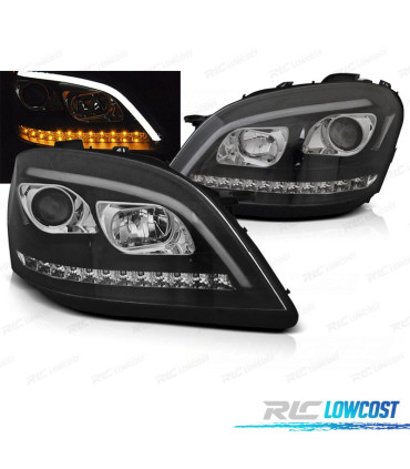 PHARES MERCEDES CLASSE ML W164 05-07 FEUX DIURNES LED DYNAMIQUES FOND NOIR