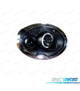 PHARES MINI COOPER R50 R52 R53 ANGEL EYES LED FOND NOIR