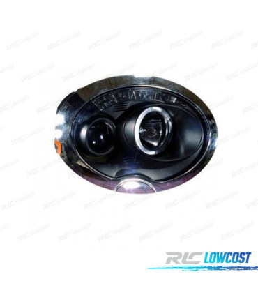 PHARES MINI COOPER R50 R52 R53 ANGEL EYES LED FOND NOIR