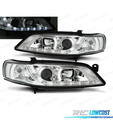 PHARES POUR OPEL VECTRA B 96-98 ANGEL EYES LED FOND CHROMÉ