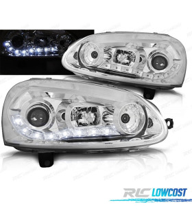 PHARES VOLKSWAGEN VW GOLF MK5 03-08 DAYLIGHT LED FOND CHROME