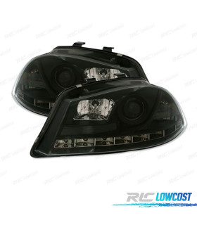 PHARES POUR SEAT IBIZA ET CORDOBA 6L 02-08 DAYLIGHT LED FOND NOIR