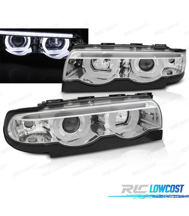 PHARES BMW E38 94-01 ANGEL EYES FOND CHROMÉ