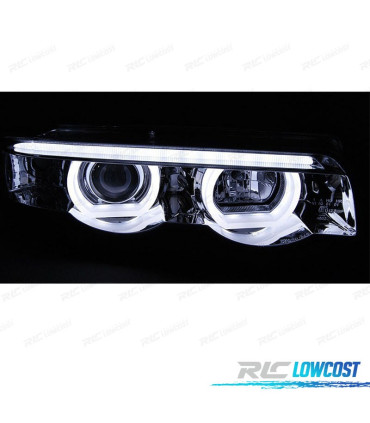 PHARES BMW E38 94-01 ANGEL EYES FOND CHROMÉ
