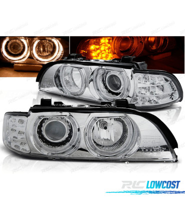 PHARES BMW E39 95-03 ANGEL EYES CHROMÉ LED