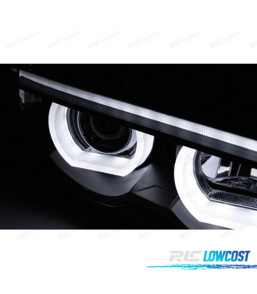 PHARES POUR BMW E38 94-01 ANGEL EYES LED NOIR