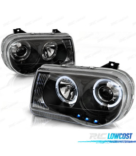 PHARES CHRYSLER 300C 05-10 ANGEL EYES LED NOIR