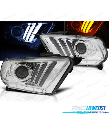 PHARES FORD MUSTANG 10-14 LED DYNAMIQUES CHROMÉS