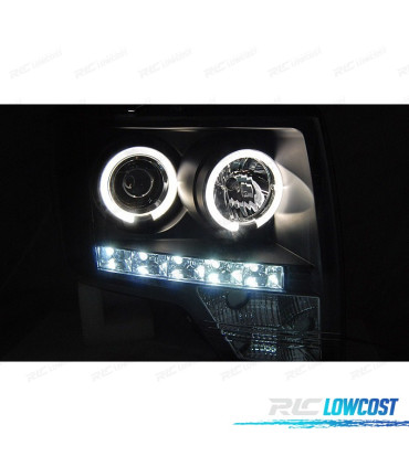 PHARES POUR FORD F150 08-14 ANGEL EYES LED NOIR