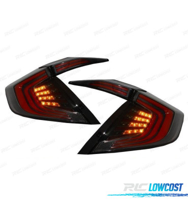 FEUX ARRIÈRE POUR HONDA CIVIC MK10 LIMOUSINE FC FK 16- FULL LED NOIR ROUGE