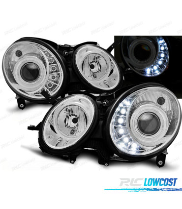 PHARES POUR MERCEDES W211 02-06 LED CHROMÉ