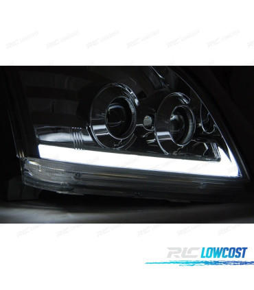 PHARES TOYOTA LAND CRUISER  (120) 03-09 TUBE LIGHT AVEC CLIGNOTANT DYNAMIQUE CHROMÉ