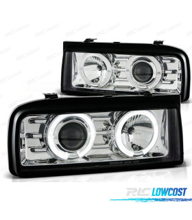 PHARES POUR VOLKSWAGEN VW CORRADO 88-95 ANGEL EYES CHROMÉ