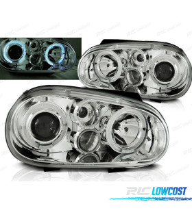 PHARES VOLKSWAGEN VW GOLF 4 ANGEL EYES CHROMÉ