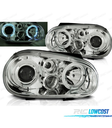 PHARES VOLKSWAGEN VW GOLF 4 ANGEL EYES CHROMÉ