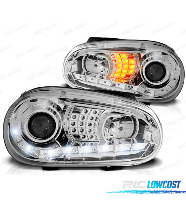 PHARES VOLKSWAGEN VW GOLF 4 DAYLIGHT LED CHROMÉ