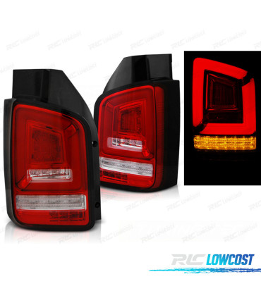 FEUX ARRIÈRE POUR VOLKSWAGEN VW T5 10-15 2P FULL LED ROUGE CLAIR
