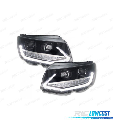PHARES POUR VOLKSWAGEN VW T6 15-19 DRL + CLIGNOTANTS LED DYNAMIQUES NOIR