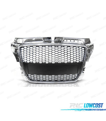 CALANDRE AUDI A3 8P 8PA 08-12 LOOK RS CHROMÉ NOIR