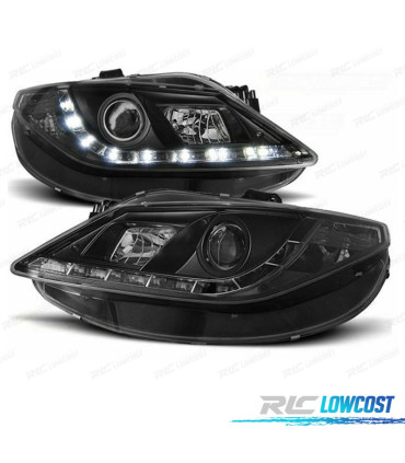 PHARES POUR SEAT IBIZA 6J 08-12 DAYLIGHT LED FOND NOIR