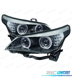 PHARES BMW E60 E61 LCI 07-10 ANGEL EYES LED NOIR