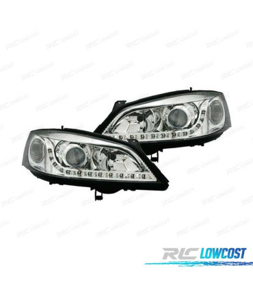 PHARES OPEL ASTRA G 97-04 DAYLIGHTS LED CHROMÉ