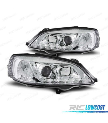 PHARES OPEL ASTRA G 97-04 DAYLIGHT LED CHROMÉ H1