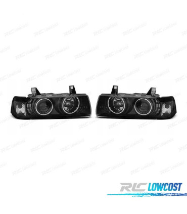 PHARES BMW E36 90-99 ANGEL EYES FOND NOIR