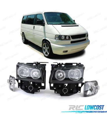 PHARES VOLKSWAGEN VW T4 CARAVELLE MULTIVAN 97-03 ANGEL EYES FOND NOIR