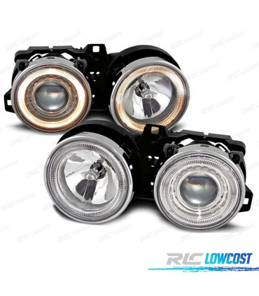 PHARES POUR BMW SÉRIE 3 E30 82-94 ANGEL EYES FOND CHROMÉ