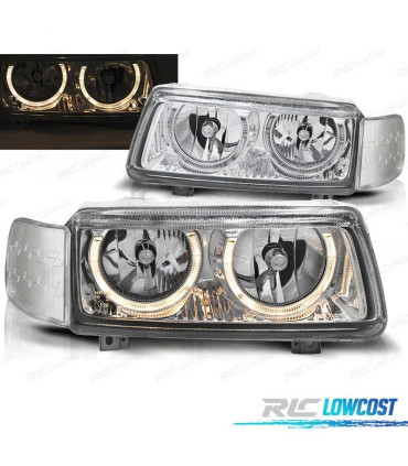 PHARES VOLKSWAGEN VW PASSAT 93-96 ANGEL EYES FOND CHROMÉ H7
