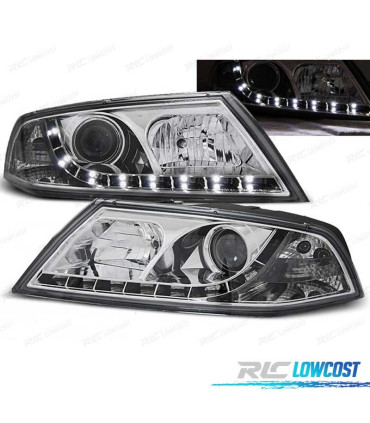 PHARES SKODA OCTAVIA 2 04-08 XENON LUMIÈRE DIURNE LED CHROMÉS
